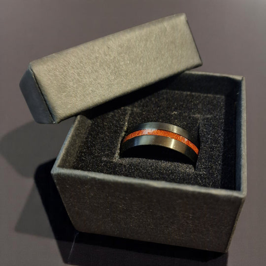 Edelstahlring mit Holzintarsie - G21