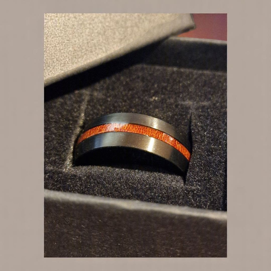 Edelstahlring mit Holzintarsie - G21