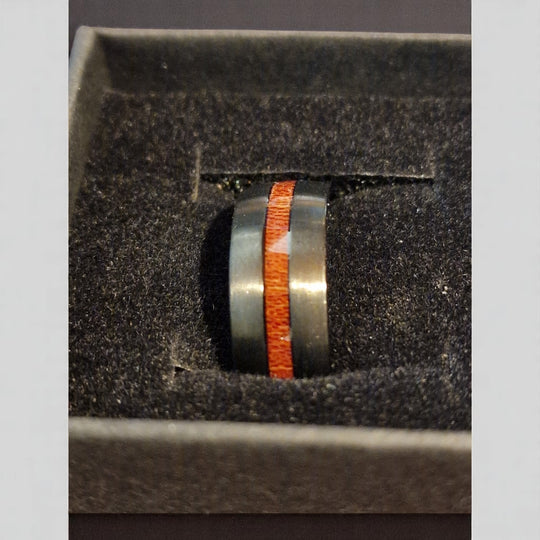 Edelstahlring mit Holzintarsie - G21