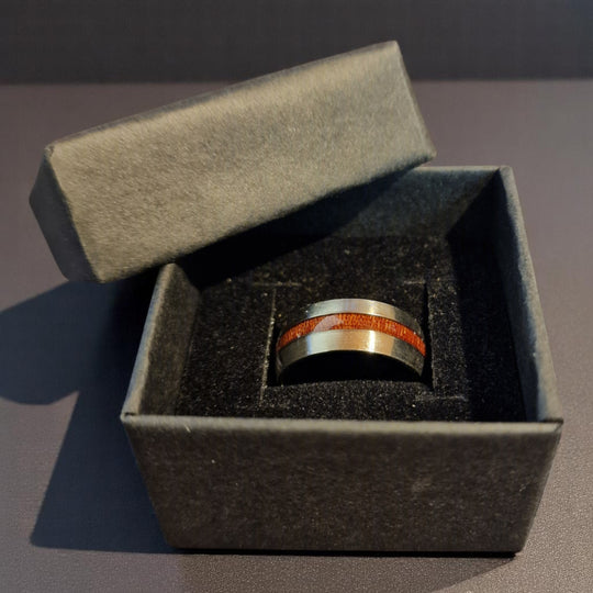 Edelstahlring mit Holzintarsie - G17