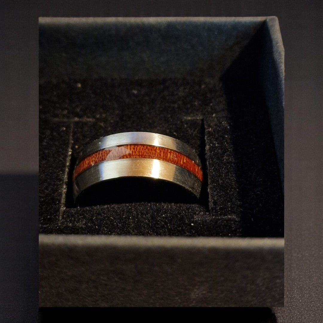 Edelstahlring mit Holzintarsie - G17