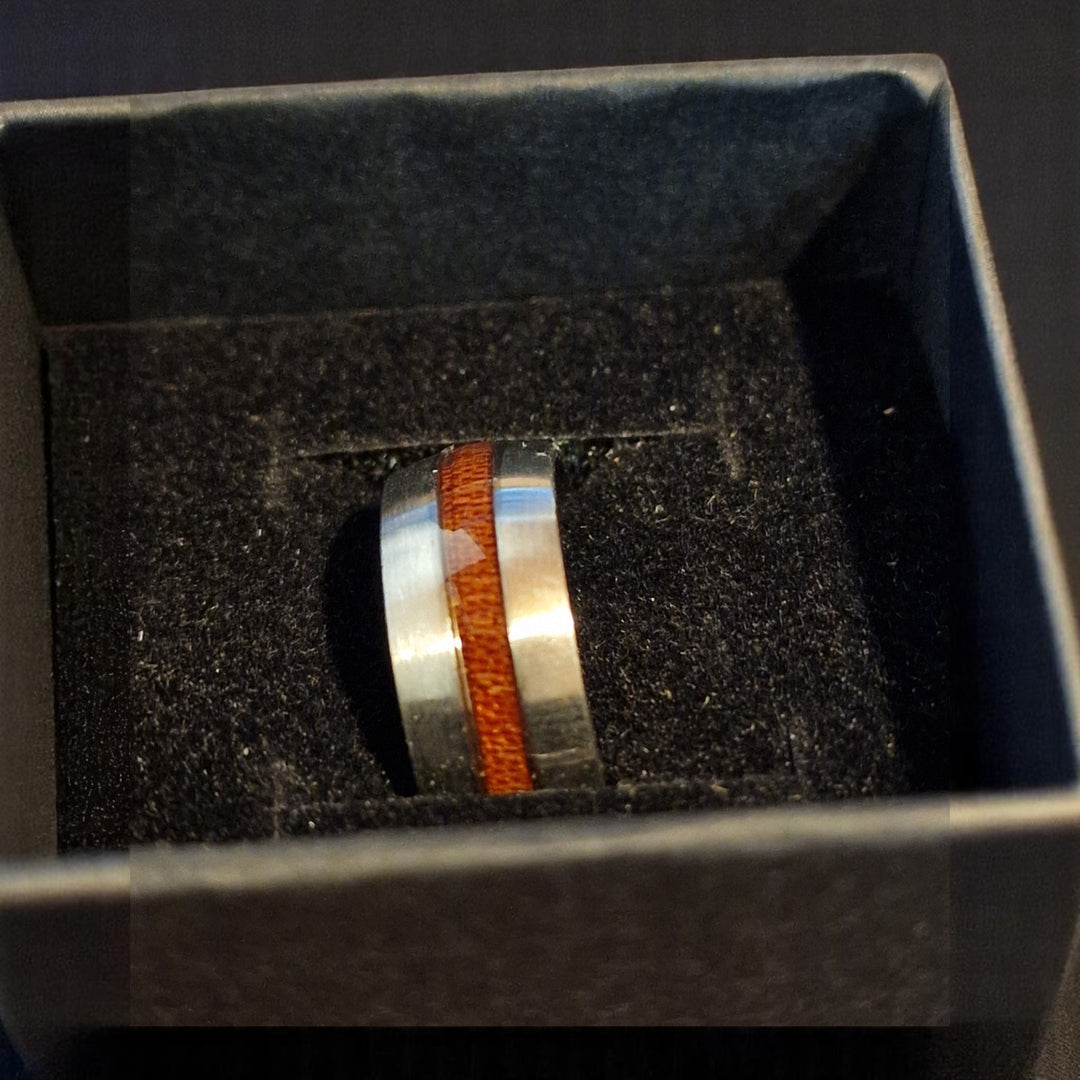 Edelstahlring mit Holzintarsie - G17
