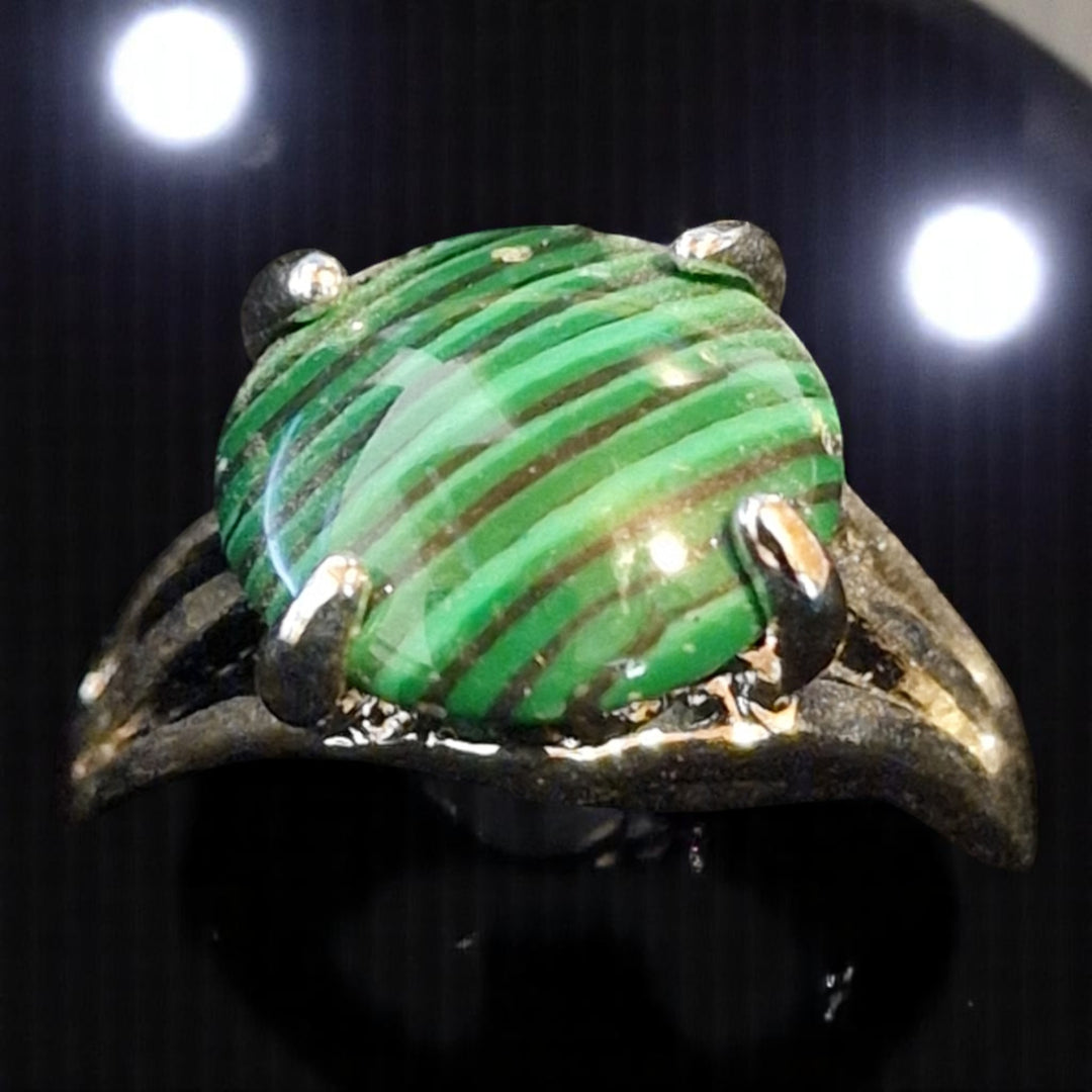 Silberplattierter Ring mit Malachit - G19