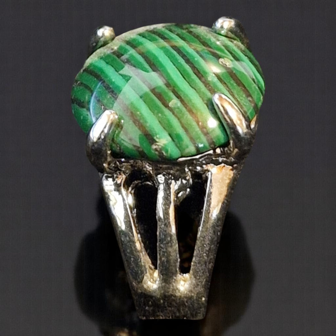 Silberplattierter Ring mit Malachit - G19