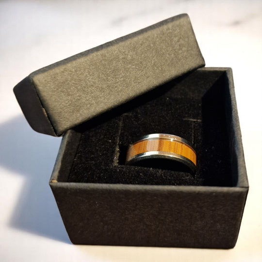 Edelstahlring mit Holzintarsie - G17