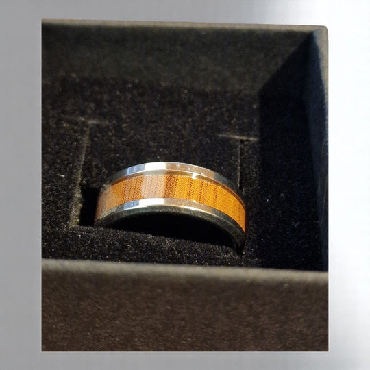 Edelstahlring mit Holzintarsie - G17