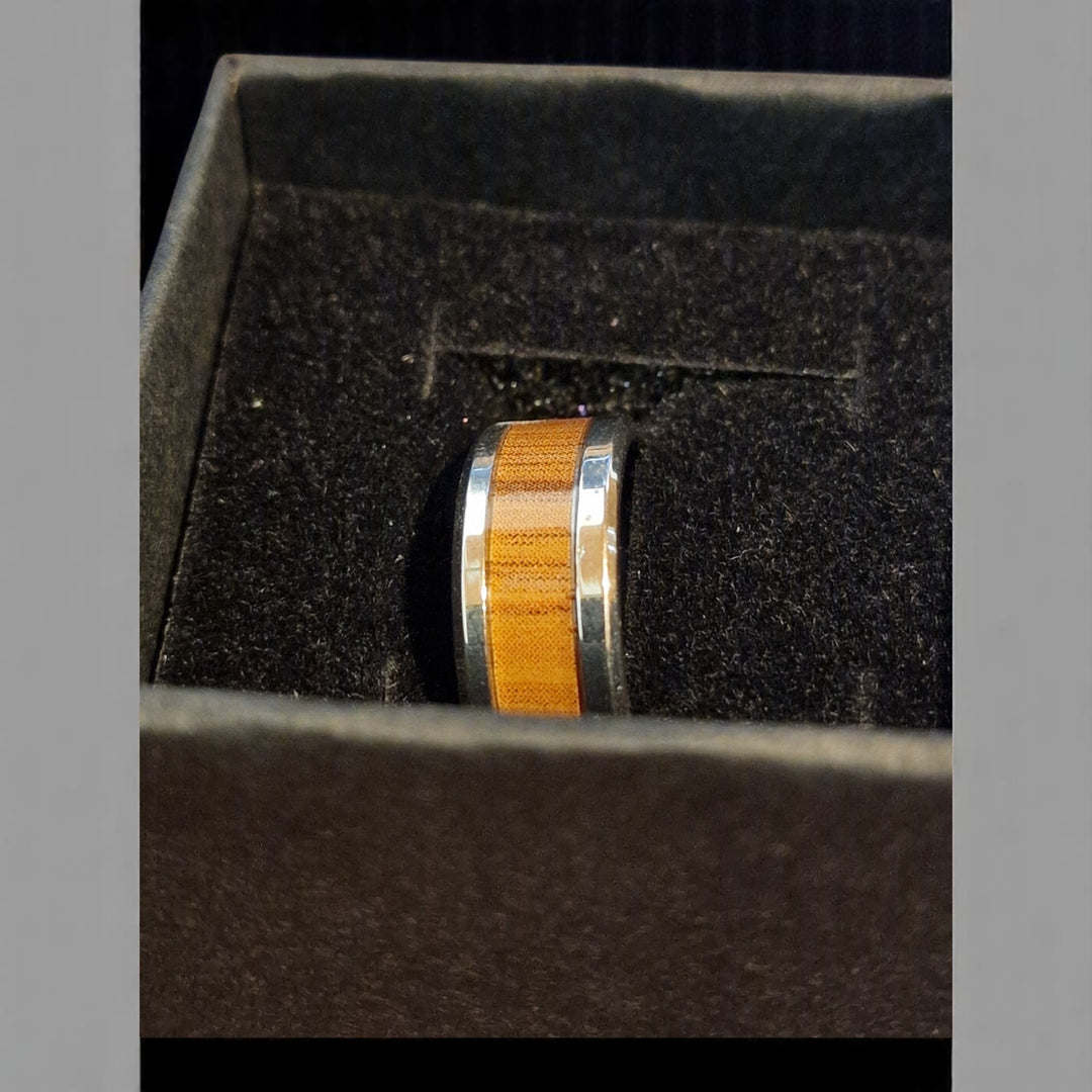 Edelstahlring mit Holzintarsie - G17