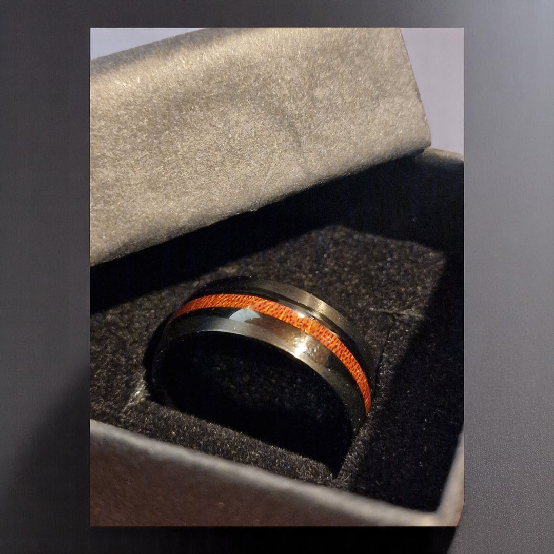 Edelstahlring mit Holzintarsie - G19