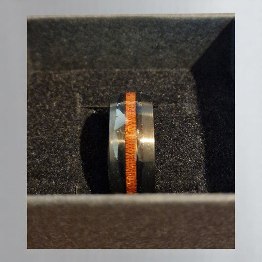 Edelstahlring mit Holzintarsie - G19