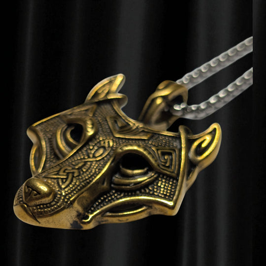 Fenriswolf (Fenrir) Anhänger mit schwarzen Halbedelstein-Augen