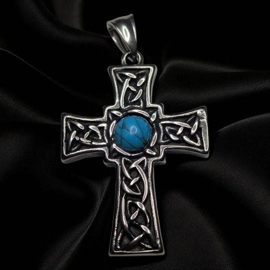 Keltisches Kreuz mit blauem Howlit