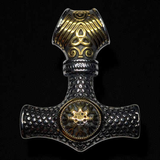 Thors Hammer (Mjölnir) mit Valknut / Vegvisir