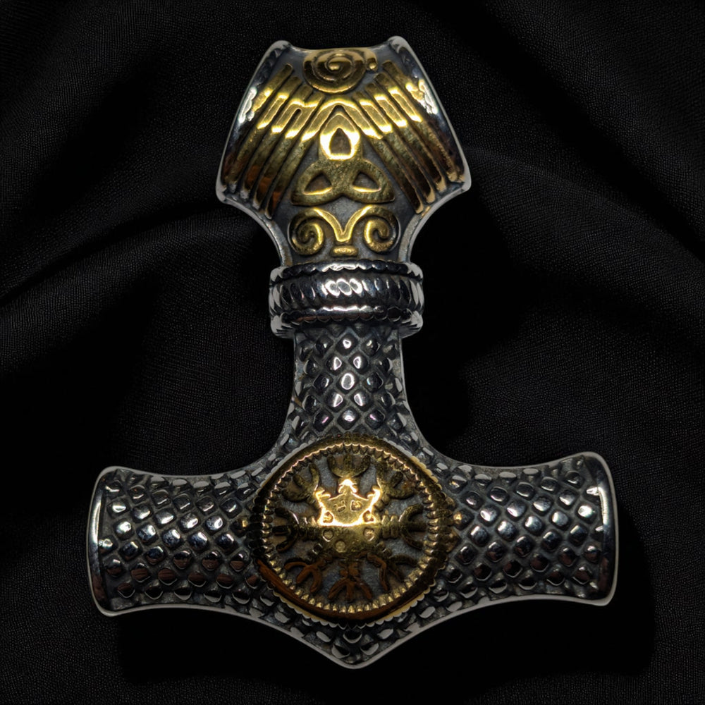 Thors Hammer (Mjölnir) mit Valknut / Vegvisir