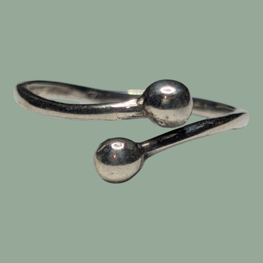 925 Silberring 2 Kugel Form