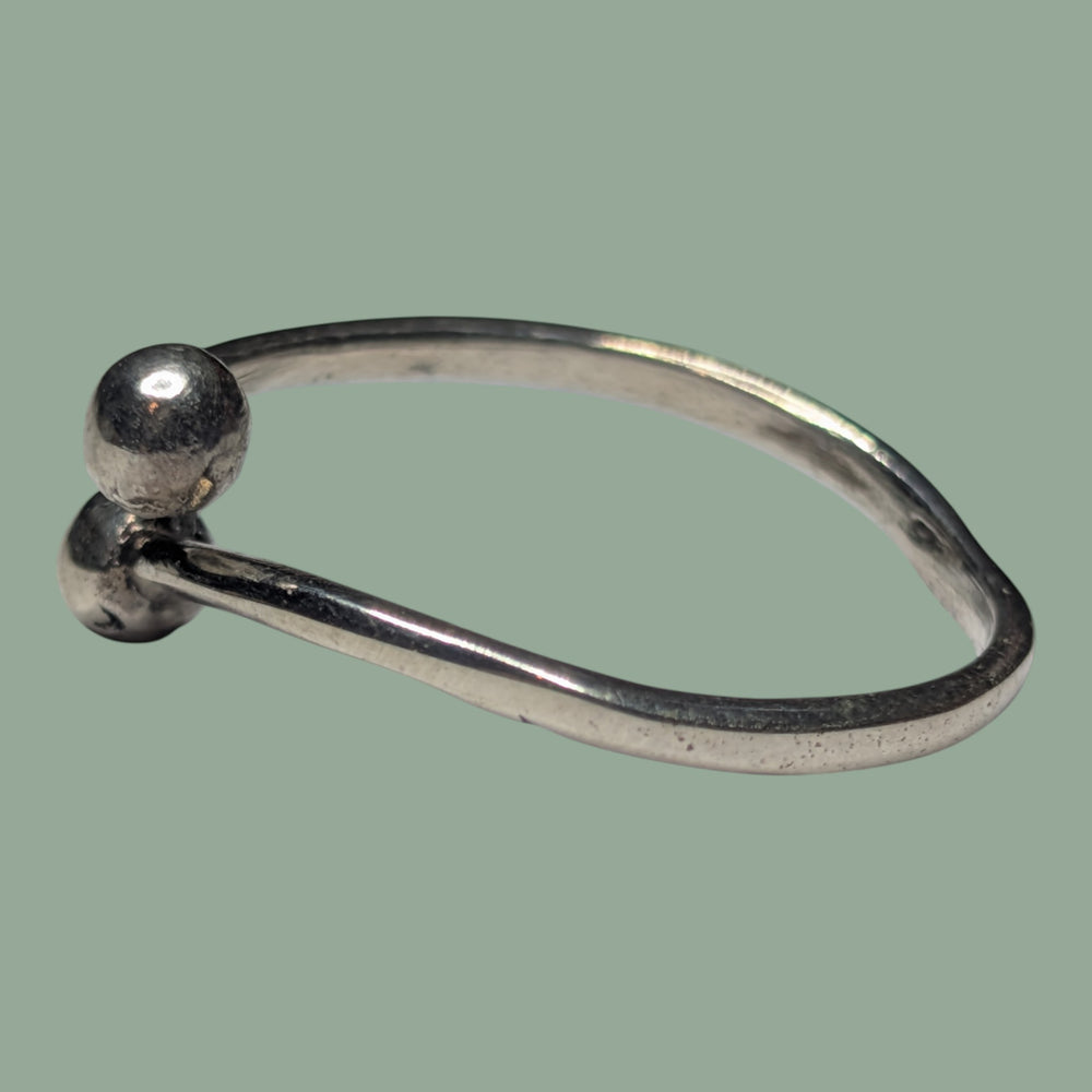 925 Silberring 2 Kugel Form
