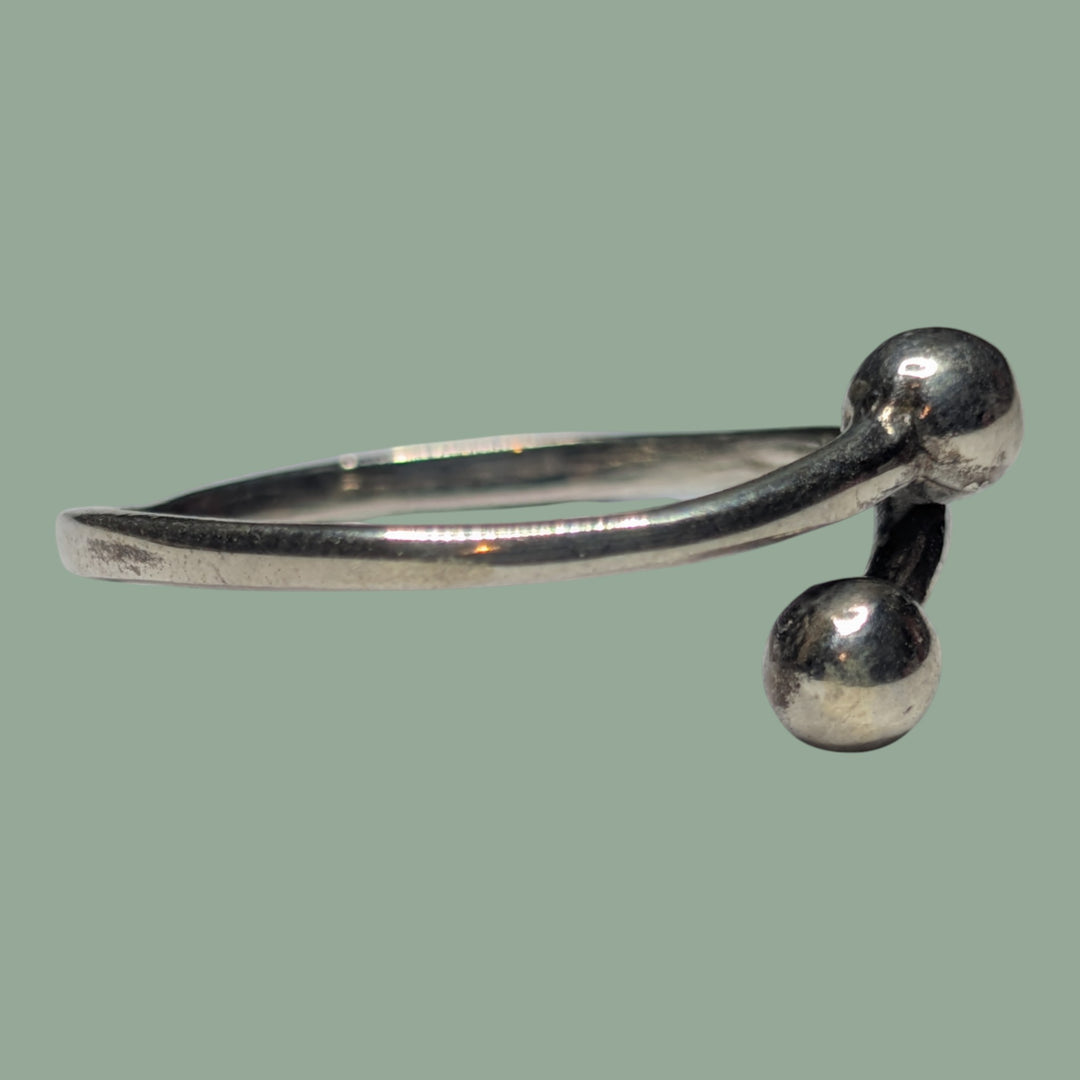 925 Silberring 2 Kugel Form