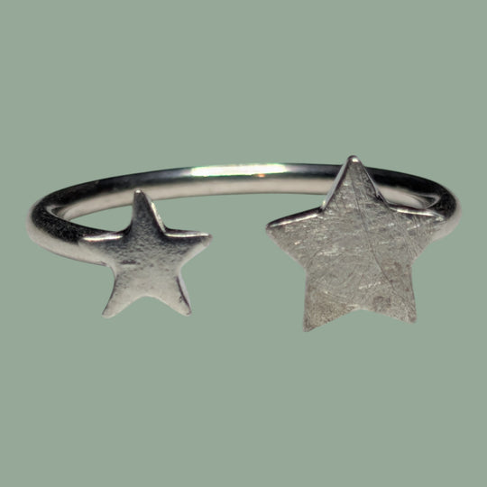 925 Silberring 2 Sterne Form
