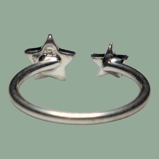 925 Silberring 2 Sterne Form