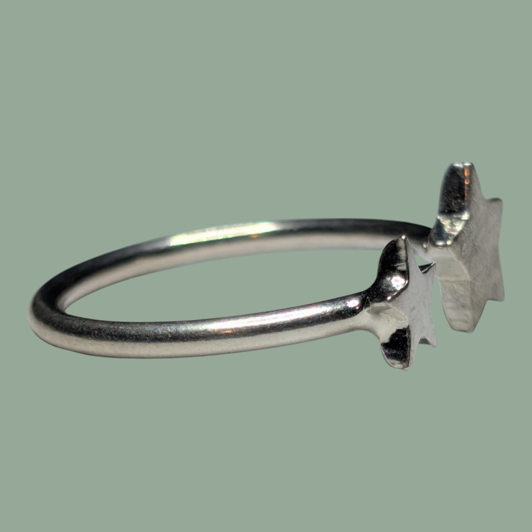 925 Silberring 2 Sterne Form