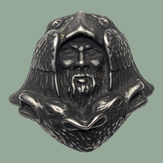 Odin-Kopf mit Geri-Freki / Hugin-Munnin