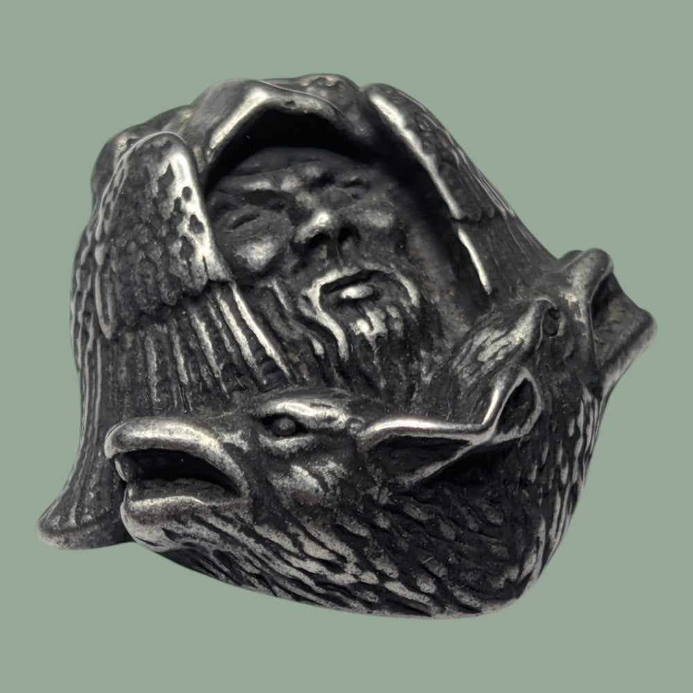 Odin-Kopf mit Geri-Freki / Hugin-Munnin