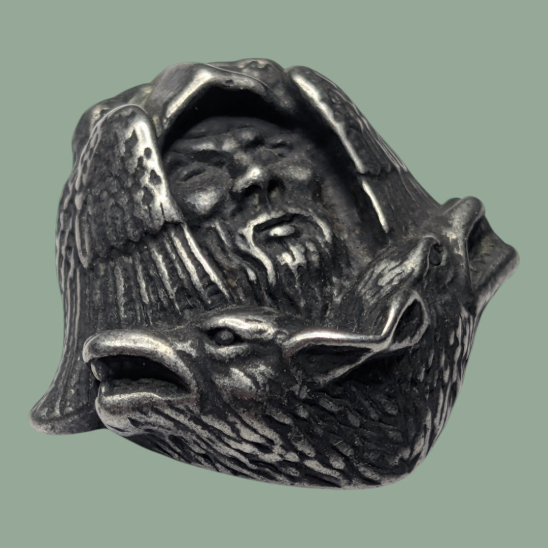 Odin-Kopf mit Geri-Freki / Hugin-Munnin