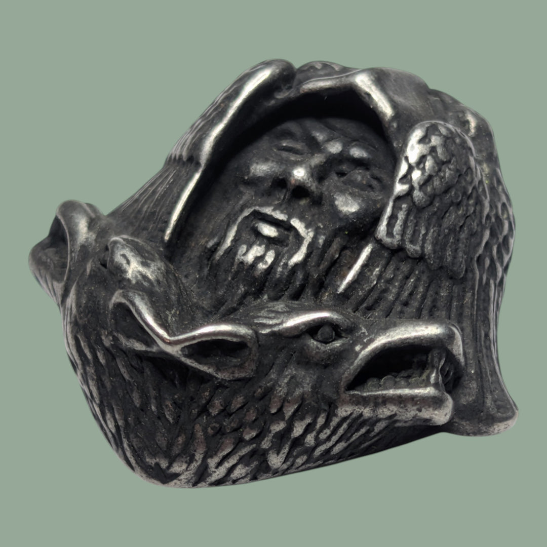 Odin-Kopf mit Geri-Freki / Hugin-Munnin