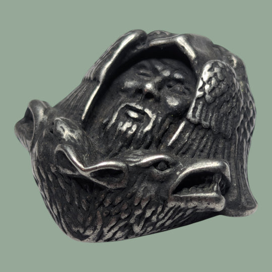 Odin-Kopf mit Geri-Freki / Hugin-Munnin