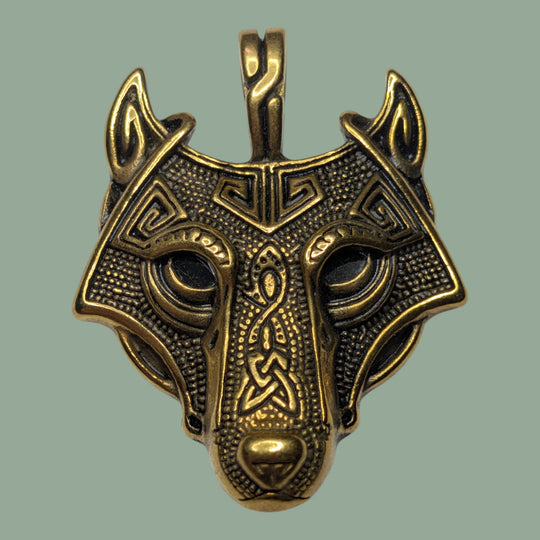 Fenriswolf (Fenrir) Anhänger mit schwarzen Halbedelstein-Augen