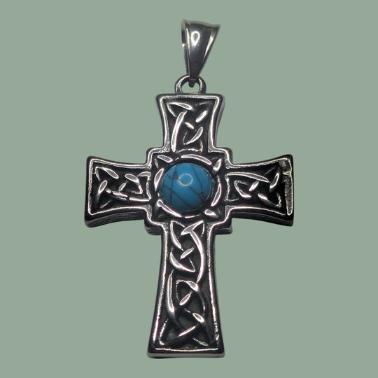 Keltisches Kreuz mit blauem Howlit