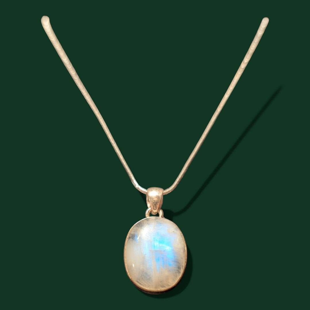Anhänger aus 925er Silber für Damen mit rund/ovalem Mondstein