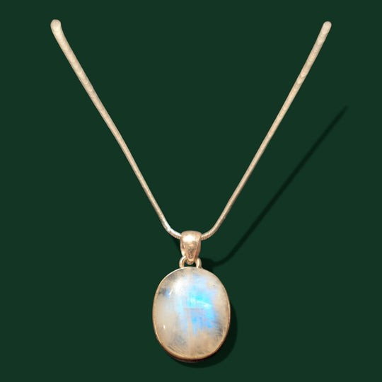 Anhänger aus 925er Silber für Damen mit rund/ovalem Mondstein