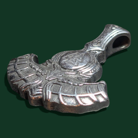 Schicker Thor-Hammer-Anhänger mit Valknut-Symbol, aus Edelstahl gefertigt, 4,4 cm x 3,7 cm.