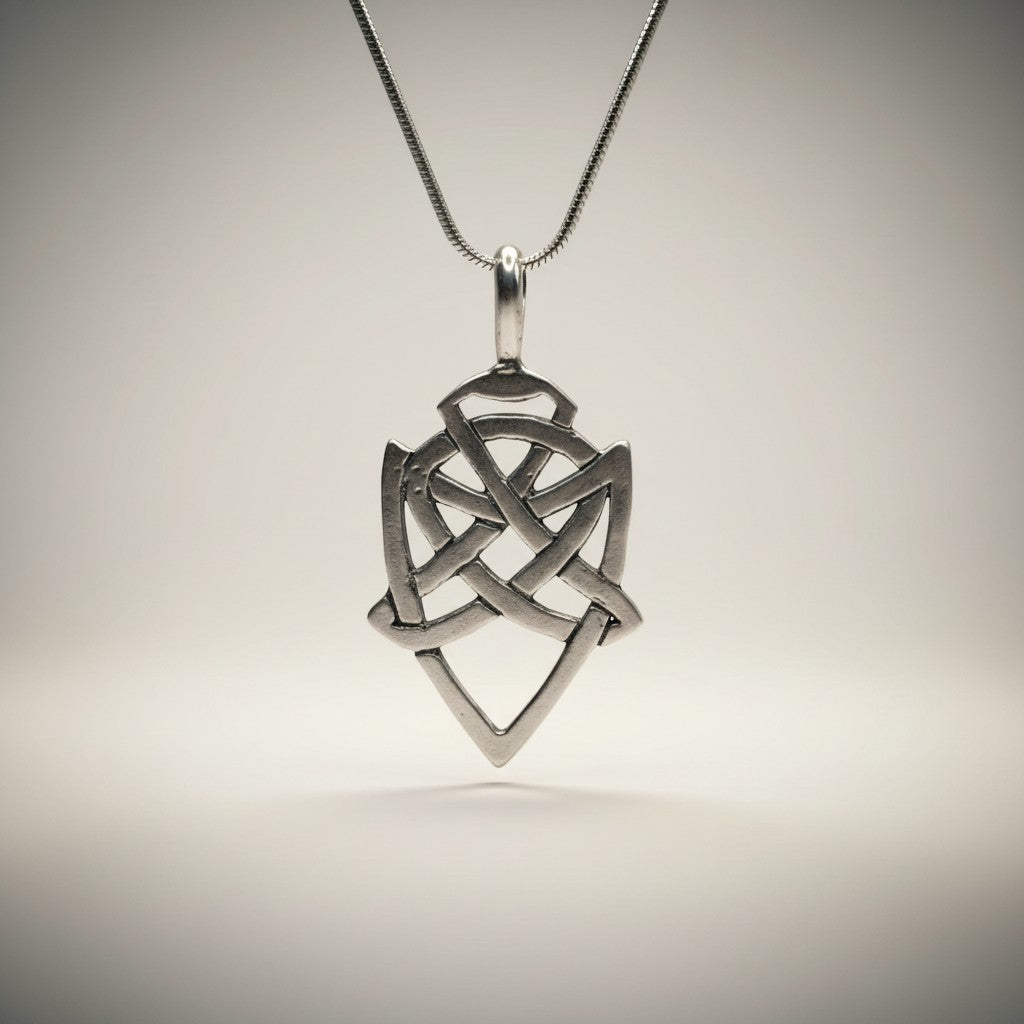 Detailaufnahme vom Keltischer Knoten Amulett aus 925er Silber von Sinnikäs®.