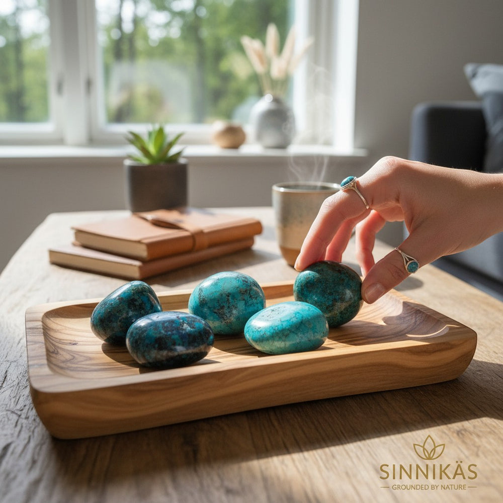 Ambiente-Ansicht des Chrysokoll Heilsteins von Sinnikäs®.