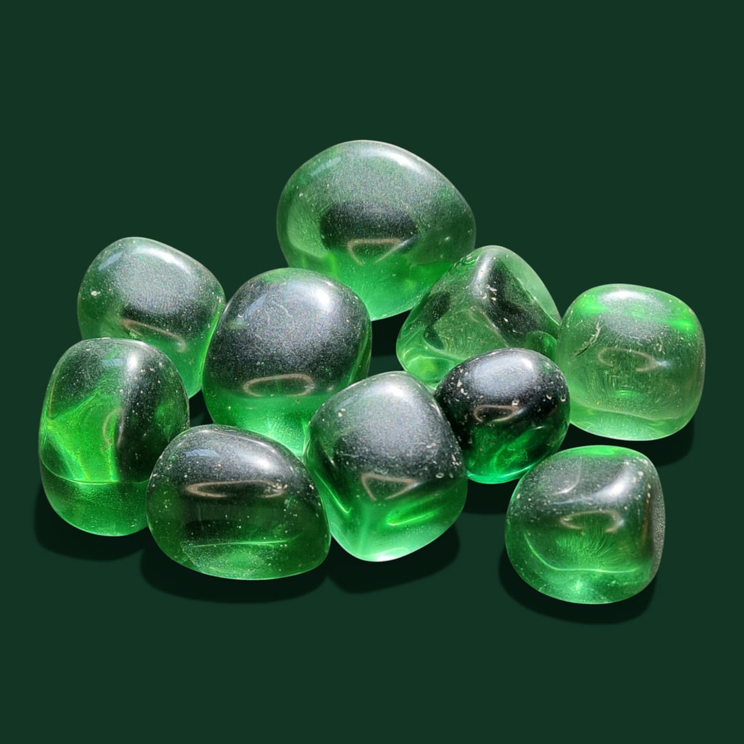 Ausgewählter Grüner Obsidian Handschmeichler in Klassischer Trommelstein der Marke Sinnikäs®.