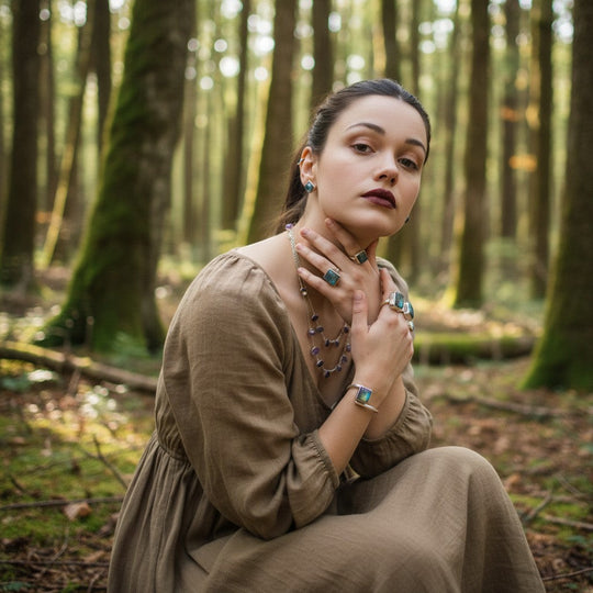 Ambiente-Ansicht des Rings verziert mit einem Labradorit (Stein der Reflexion, zugeordnet dem Stirnchakra) von Sinnikäs®.