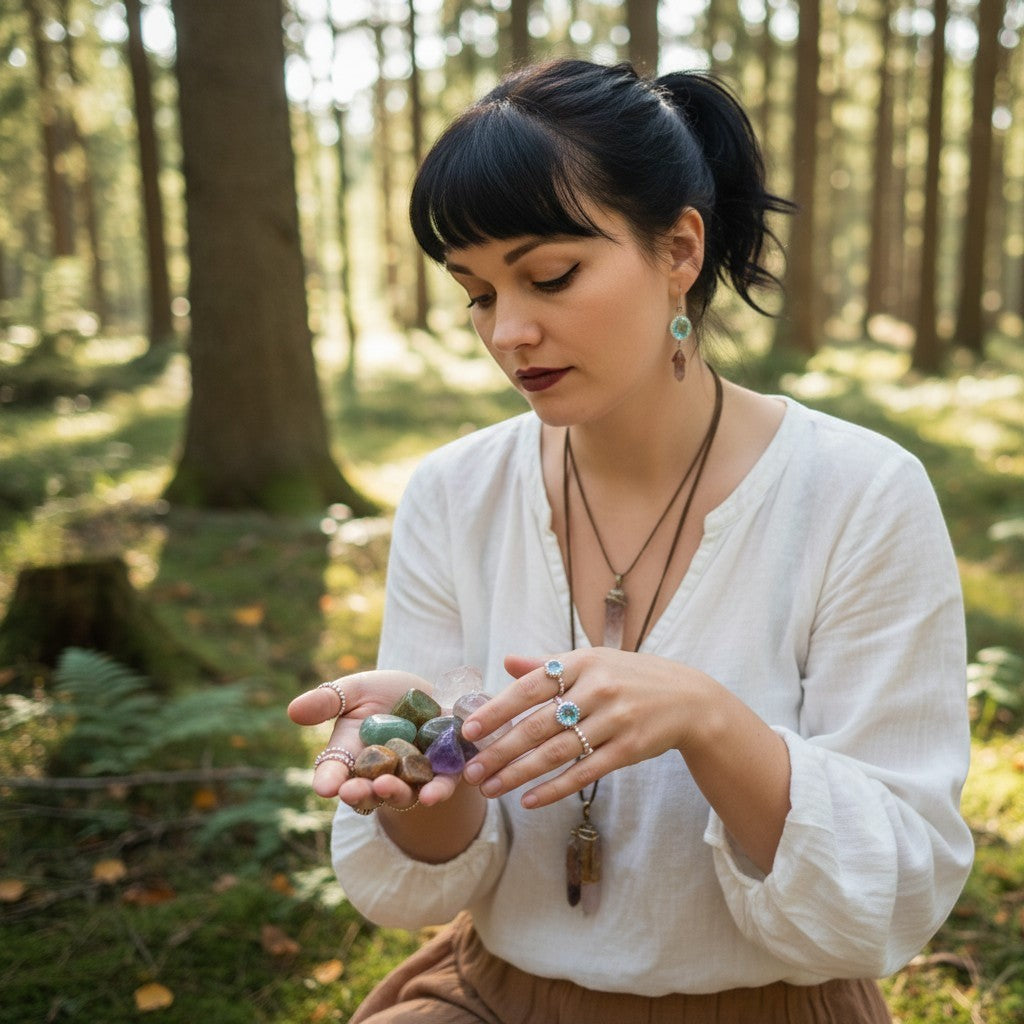 Ambiente-Ansicht des Rings verziert mit einem Zirkon (Stein der Erneuerung, zugeordnet dem Wurzelchakra) von Sinnikäs®.