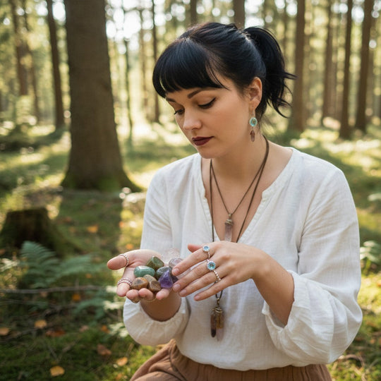 Ambiente-Ansicht des Rings verziert mit einem Zirkon (Stein der Erneuerung, zugeordnet dem Wurzelchakra) von Sinnikäs®.