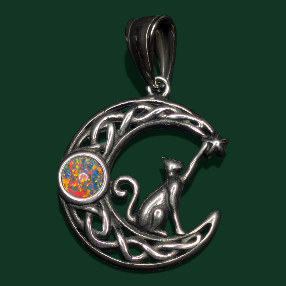 Produktansicht: Spiritueller Anhänger aus Edelstahl mit Opal ( synth ) – edles Design und präzise Verarbeitung im Fokus.