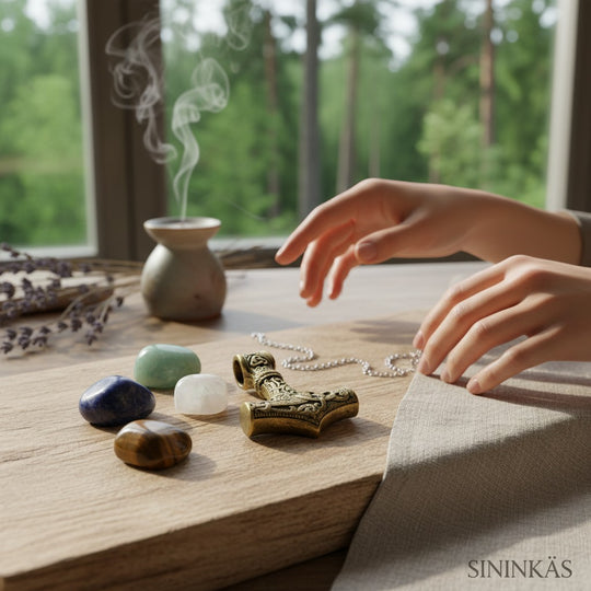 Nahaufnahme des Thors Hammer Amulett der Marke Sinnikäs®.