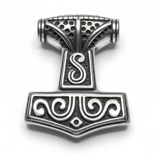 Stilvolle Geschenkidee: Wikinger Thors Hammer Anhänger aus Edelstahl - Modell II für einen besonderen Menschen.