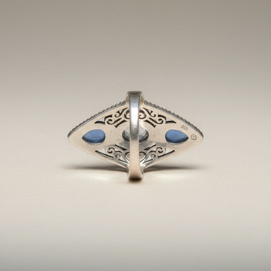 Sinnikäs Ring aus Sterlingsilber mit Calcedon und Blautopas, rhodiniert, Gr. 59