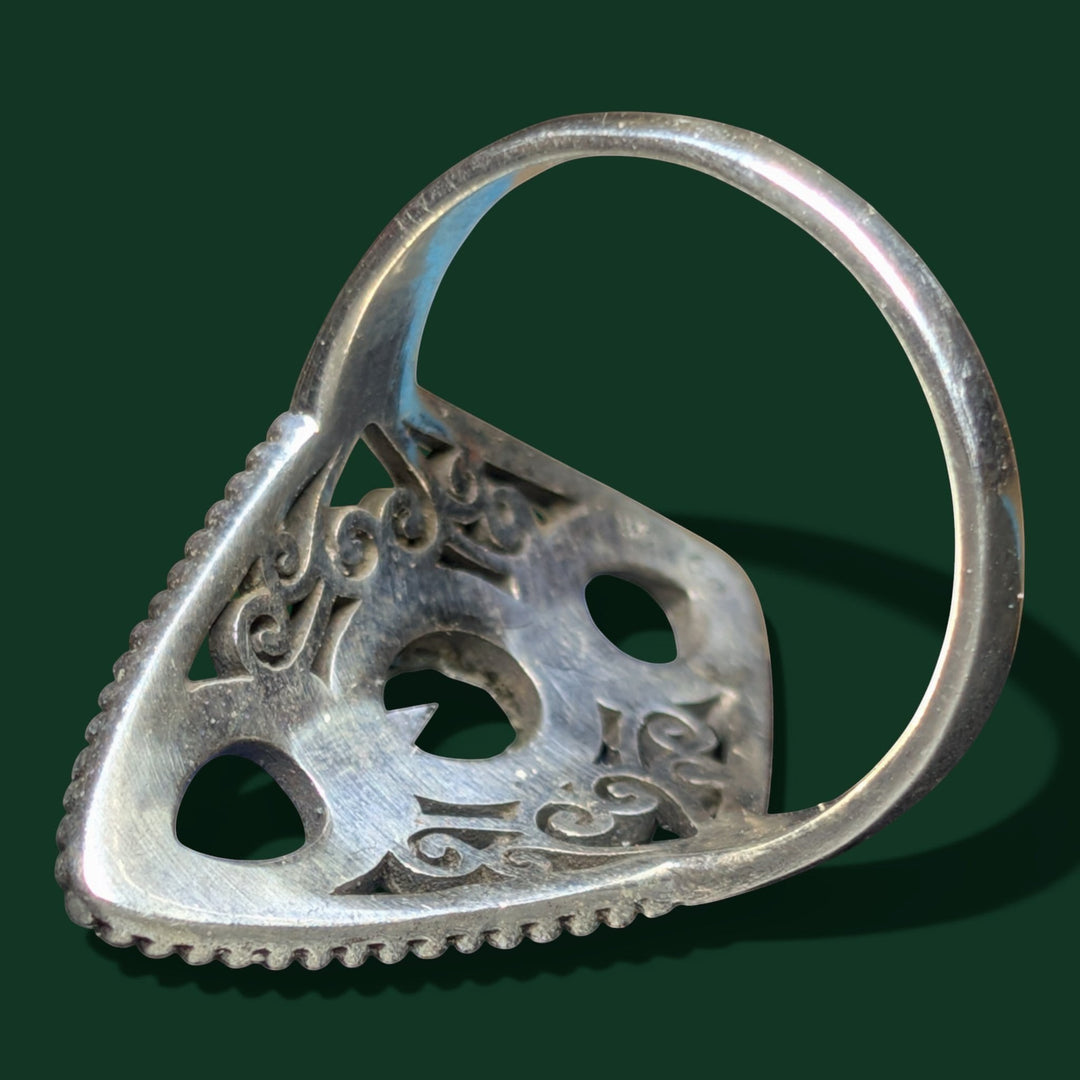 Sinnikäs Ring aus Sterlingsilber mit Calcedon und Blautopas, handgefertigt, Größe 59