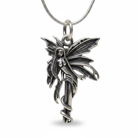 Sinnikäs Fee Anhänger aus 925er Silber mit detailliertem Feen-Motiv, elegant und zeitlos für Damen.