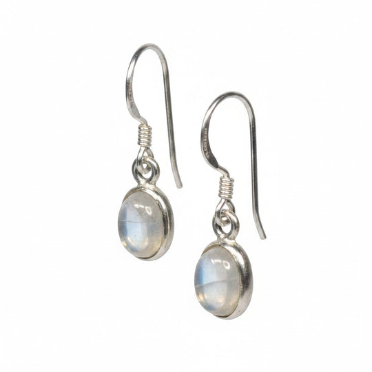 Sinnikäs Mondstein Ohrhänger aus Sterling-Silber mit schimmerndem Mondstein und rhodinierter Oberfläche.