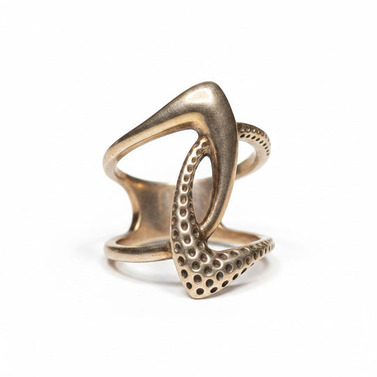 Sinnikäs offener Ring aus Sterling-Silber (925) mit rhodinierter Oberfläche und abstraktem Design, Größe 58.