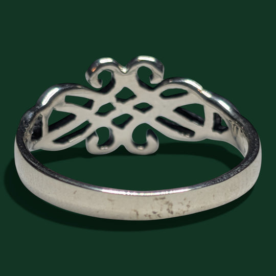 Sinnikäs Ring aus 925er Sterlingsilber mit filigranen Schnörkel-Mustern, Größe 16