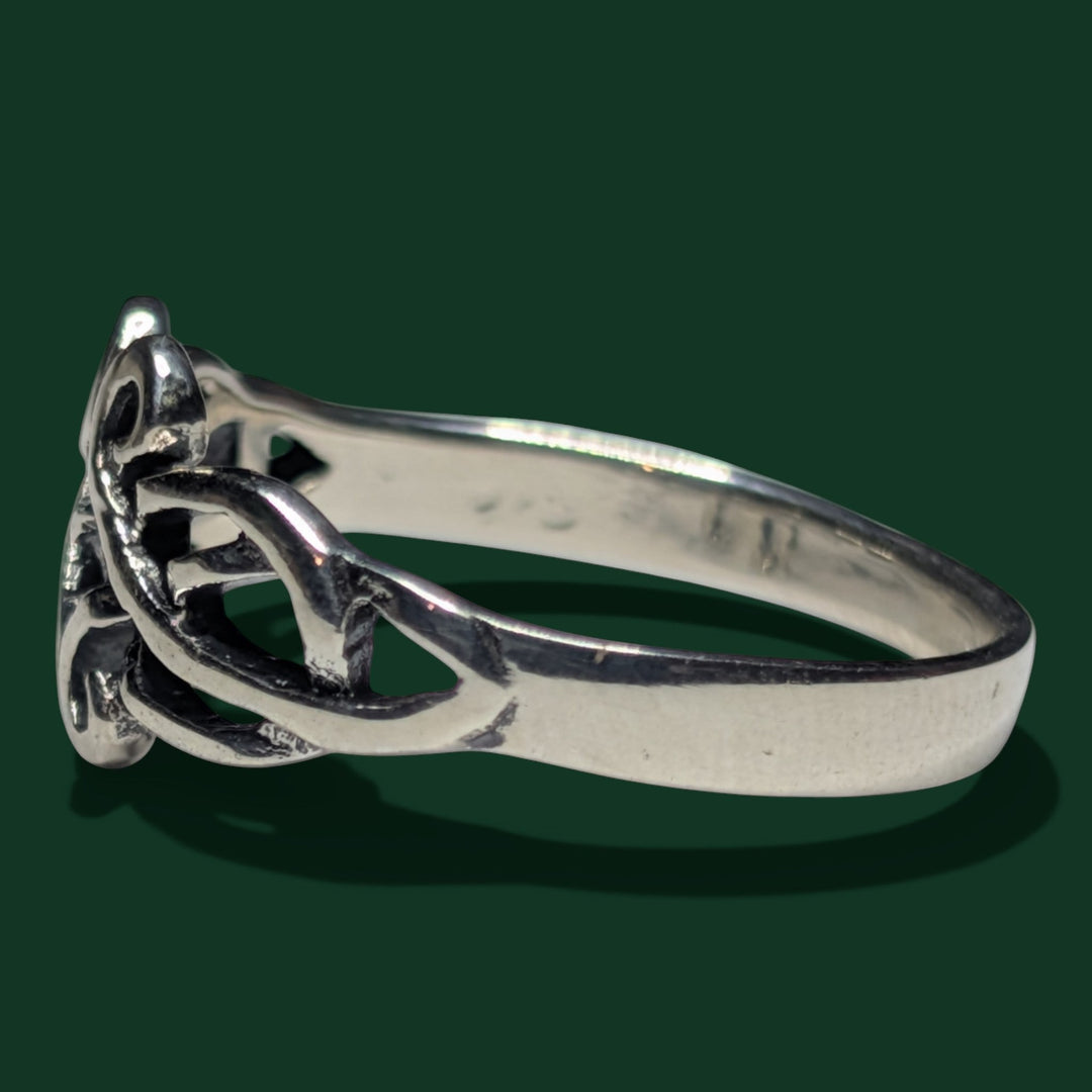 Sinnikäs Ring aus 925 Sterlingsilber mit filigranen Schnörkel-Design, Größe 16