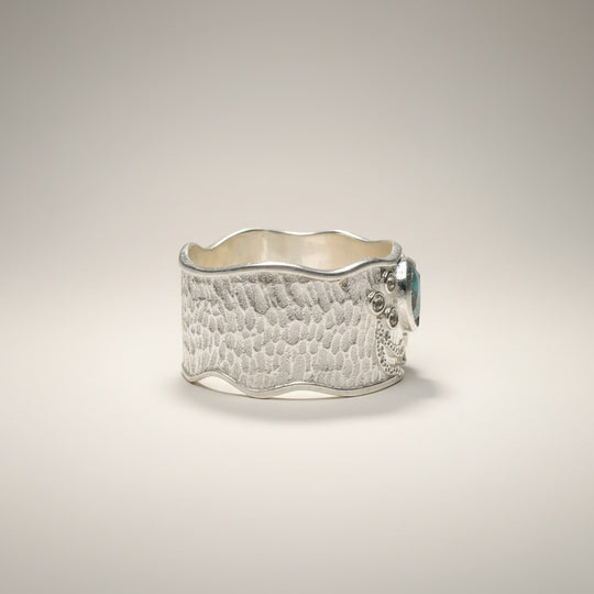 Sinnikäs Sterling Silber Ring mit blauem Zirkon und kleinen Zirkonen, handgefertigt, Größe 61